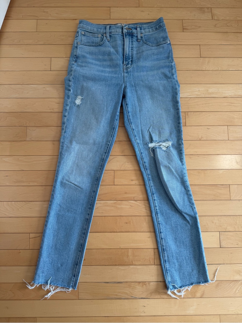 Madewell The Perfect Vintage Jean 26 Tall Light Wash Distressed Raw Hem Highrise